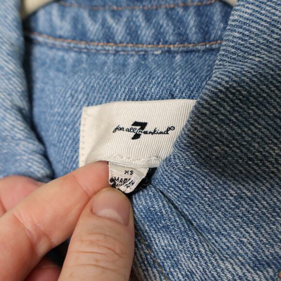 7 FOR ALL MANKIND NEW Denim Lustre Belted Mini Dress Volcano Blue Women's XS - Picture 12 of 14